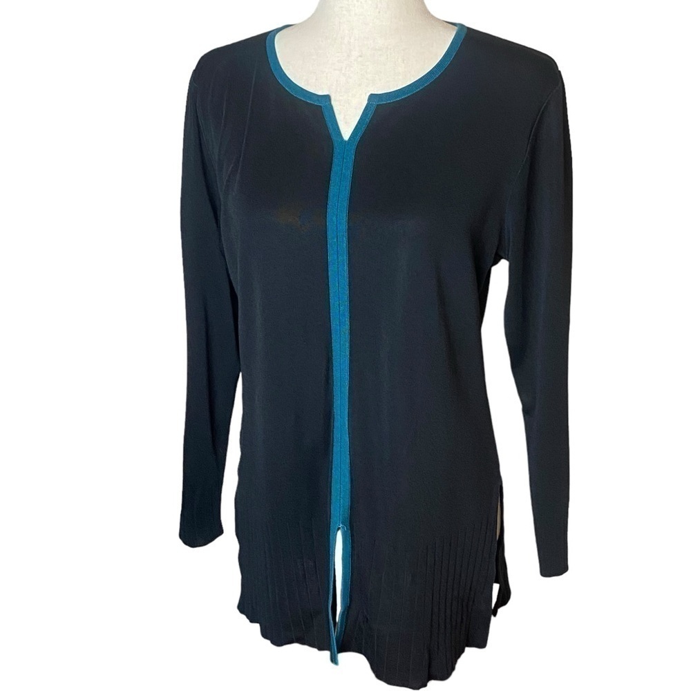 Misook jersey knit tunic top black size M/L capsule wardrobe quiet luxury